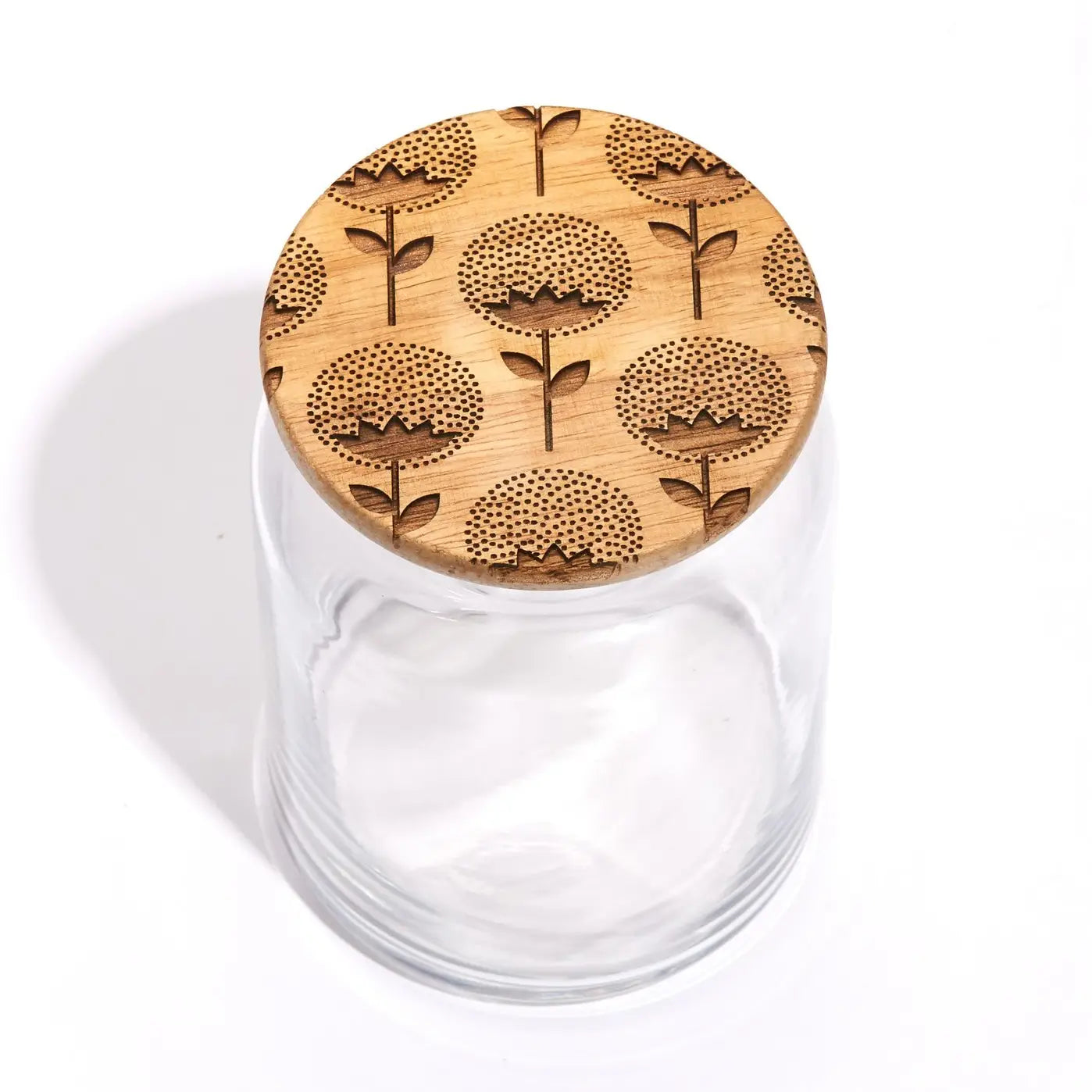 Dandelion Wood Lid Glass Jar