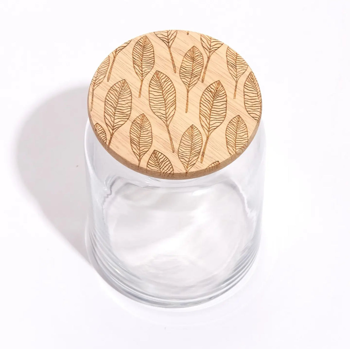 Soft Feather Wood Lid Glass Jar