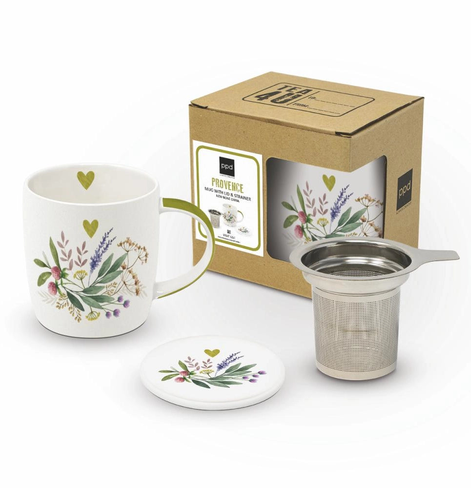 Tea Mug W/Lid & Strainer-Provence